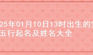 2025年01月10日13时出生的宝宝五行起名及姓名大全