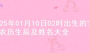 2025年01月10日02时出生的宝宝农历生辰及姓名大全