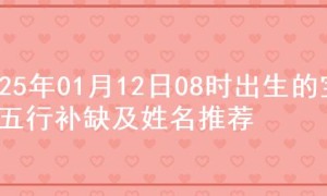 2025年01月12日08时出生的宝宝五行补缺及姓名推荐