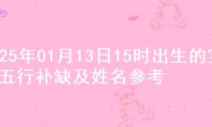 2025年01月13日15时出生的宝宝五行补缺及姓名参考