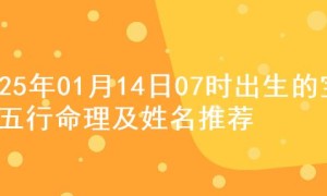 2025年01月14日07时出生的宝宝五行命理及姓名推荐