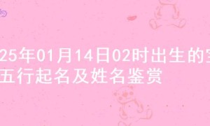 2025年01月14日02时出生的宝宝五行起名及姓名鉴赏