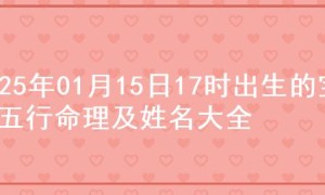 2025年01月15日17时出生的宝宝五行命理及姓名大全