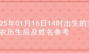 2025年01月16日14时出生的宝宝农历生辰及姓名参考