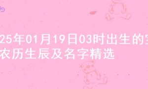 2025年01月19日03时出生的宝宝农历生辰及名字精选