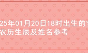 2025年01月20日18时出生的宝宝农历生辰及姓名参考