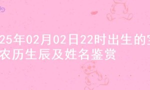 2025年02月02日22时出生的宝宝农历生辰及姓名鉴赏