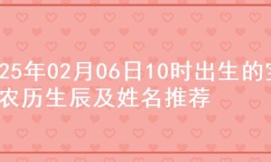 2025年02月06日10时出生的宝宝农历生辰及姓名推荐