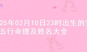 2025年02月10日23时出生的宝宝五行命理及姓名大全