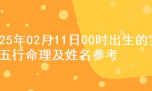 2025年02月11日00时出生的宝宝五行命理及姓名参考