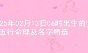 2025年02月13日06时出生的宝宝五行命理及名字精选