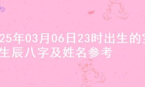 2025年03月06日23时出生的宝宝生辰八字及姓名参考