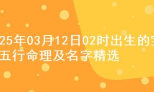 2025年03月12日02时出生的宝宝五行命理及名字精选