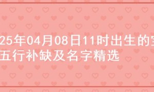 2025年04月08日11时出生的宝宝五行补缺及名字精选