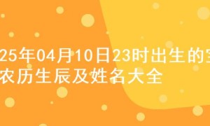 2025年04月10日23时出生的宝宝农历生辰及姓名大全