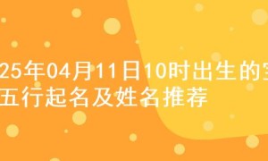 2025年04月11日10时出生的宝宝五行起名及姓名推荐