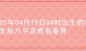 2025年04月19日04时出生的宝宝生辰八字及姓名鉴赏