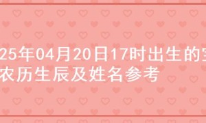 2025年04月20日17时出生的宝宝农历生辰及姓名参考