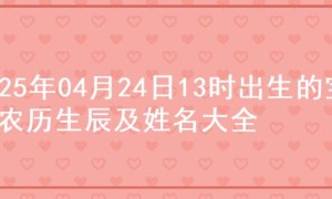 2025年04月24日13时出生的宝宝农历生辰及姓名大全
