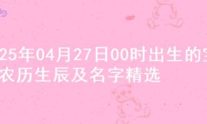 2025年04月27日00时出生的宝宝农历生辰及名字精选
