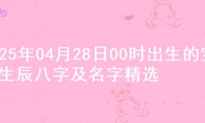 2025年04月28日00时出生的宝宝生辰八字及名字精选
