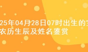 2025年04月28日07时出生的宝宝农历生辰及姓名鉴赏