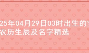 2025年04月29日03时出生的宝宝农历生辰及名字精选