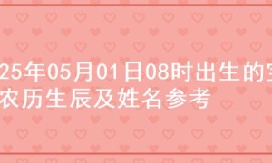 2025年05月01日08时出生的宝宝农历生辰及姓名参考