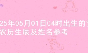 2025年05月01日04时出生的宝宝农历生辰及姓名参考