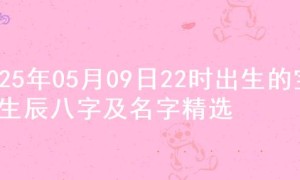 2025年05月09日22时出生的宝宝生辰八字及名字精选