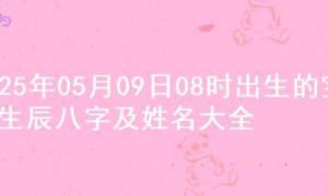 2025年05月09日08时出生的宝宝生辰八字及姓名大全