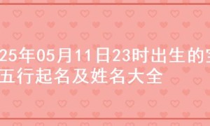 2025年05月11日23时出生的宝宝五行起名及姓名大全