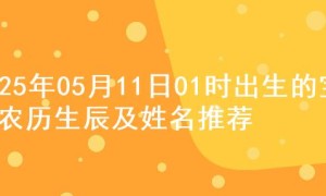 2025年05月11日01时出生的宝宝农历生辰及姓名推荐