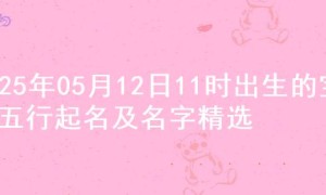 2025年05月12日11时出生的宝宝五行起名及名字精选