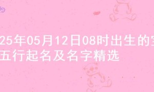 2025年05月12日08时出生的宝宝五行起名及名字精选