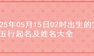 2025年05月15日02时出生的宝宝五行起名及姓名大全