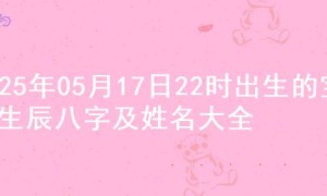 2025年05月17日22时出生的宝宝生辰八字及姓名大全