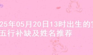2025年05月20日13时出生的宝宝五行补缺及姓名推荐