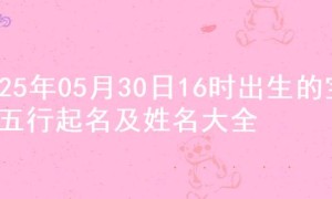 2025年05月30日16时出生的宝宝五行起名及姓名大全