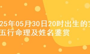 2025年05月30日20时出生的宝宝五行命理及姓名鉴赏
