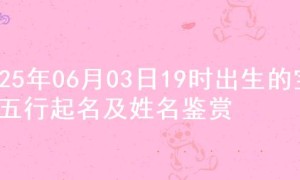 2025年06月03日19时出生的宝宝五行起名及姓名鉴赏