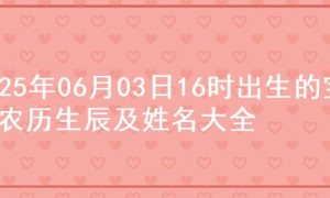2025年06月03日16时出生的宝宝农历生辰及姓名大全