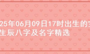 2025年06月09日17时出生的宝宝生辰八字及名字精选