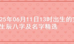 2025年06月11日13时出生的宝宝生辰八字及名字精选