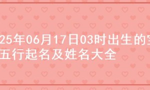 2025年06月17日03时出生的宝宝五行起名及姓名大全