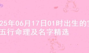 2025年06月17日01时出生的宝宝五行命理及名字精选