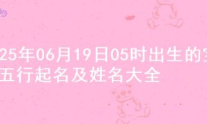 2025年06月19日05时出生的宝宝五行起名及姓名大全