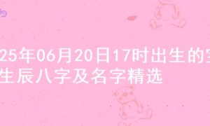 2025年06月20日17时出生的宝宝生辰八字及名字精选