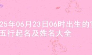 2025年06月23日06时出生的宝宝五行起名及姓名大全