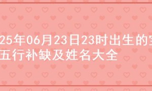 2025年06月23日23时出生的宝宝五行补缺及姓名大全